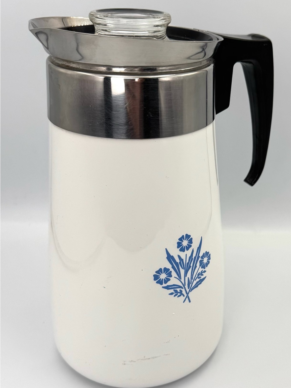Vintage CorningWare 9 Cup Coffee Tea Pot Blue Cornflower Complete - Picture 8 of 8